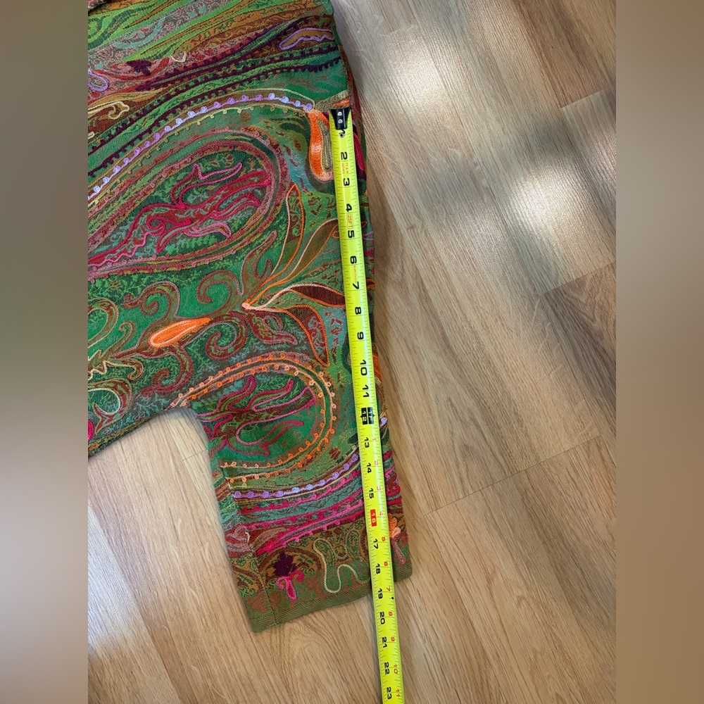 Soft Surroundings Green, Orange, Red and Pink Oasis Wool Open Kimono Size L/XL - Picture 8 of 8